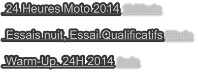 24 Heures Moto 2014    Essais nuit, Essai Qualificatifs    Warm-Up, 24H 2014  1h28min 25min 3min